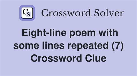 Poem with repeated words crossword clue. Things To Know About Poem with repeated words crossword clue. 